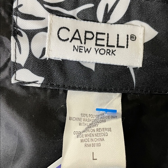 Capelli New York black and white floral print hooded RainTrench Coat - Picture 11 of 16